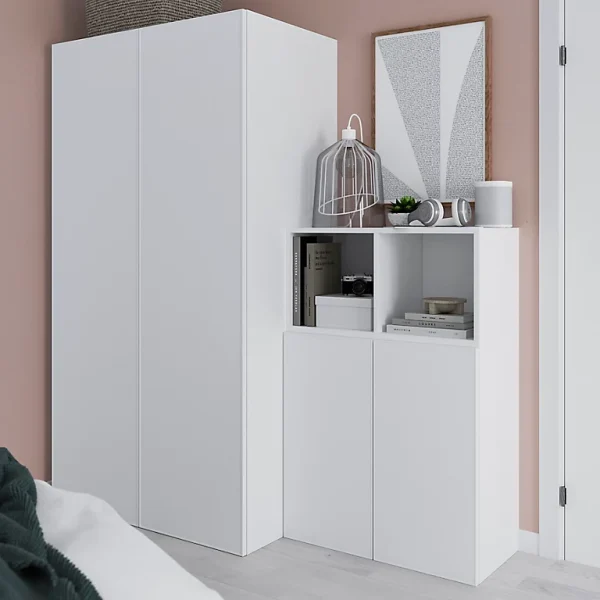 boutique pas cher Castorama Meuble De Rangement Blanc Portes Battantes GoodHome Atomia H. 112,5 X L. 75 X P. 37 Cm 1